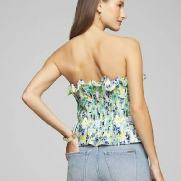 White House Black Market Floral Bustier Ruffle Strapless Size 4 - Picture 13 of 13